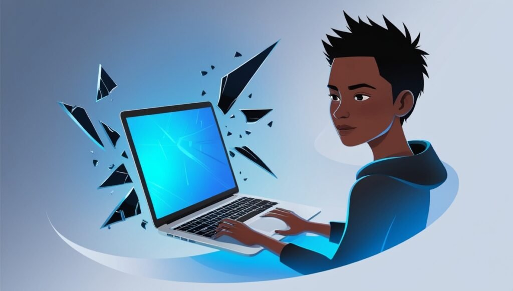 essoa usando computador com cadeado digital representando segurança na internet